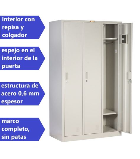 Locker Casillero metálico 3 Cuerpos 3 Puertas-2
