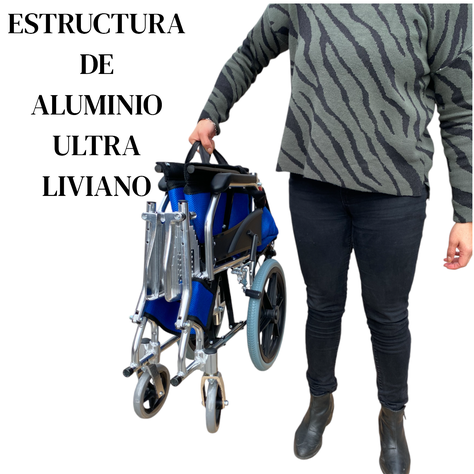 Silla de Ruedas Aluminio Ultra Liviano Aro 16-Azul-2