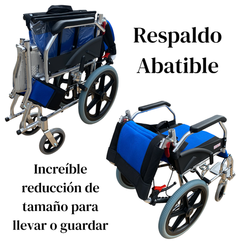 Silla de Ruedas Aluminio Ultra Liviano Aro 16-Azul-3