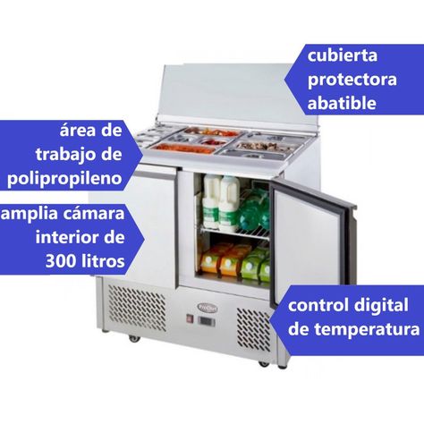 Mesón Refrigerado Saladette 90 Cm. 300 Lt. Ac.Inox ESL3800-5