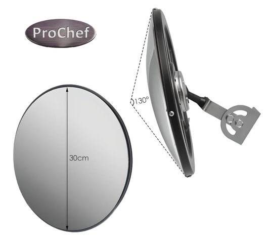 Espejo 30 Cm. Curvo Convexo para Muro Base Negra-3