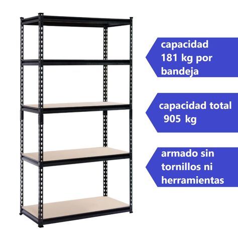 Estante Acero Pintado 90x45x183 cm 5 Band. 905 Kg-3