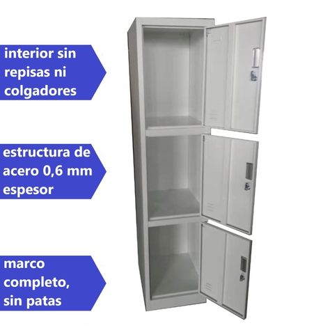 Locker Casillero metálico 1 Cuerpo 3 Puertas-3