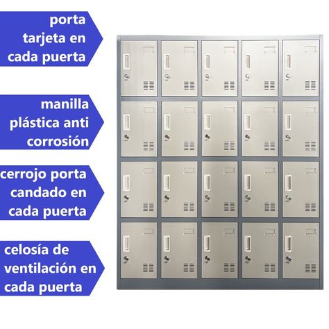 Locker Casillero Metálico 5 cuerpos 20 puertas-2