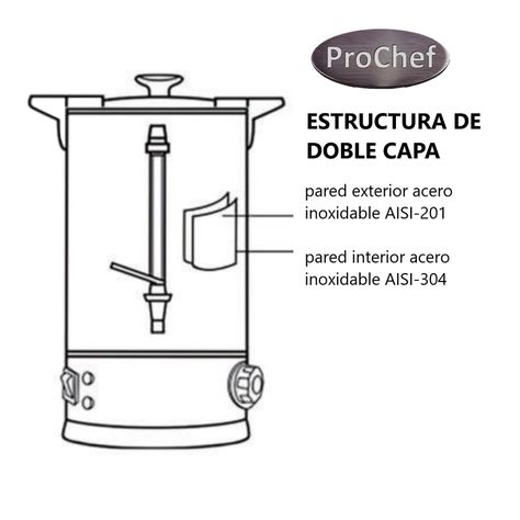 Hervidor Industrial 10 Litros Doble Capa Acero Inoxidable-5