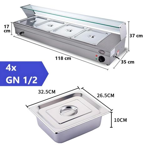 Vitrina de Calor Baño María Sobremesa 4 x GN 1/2-3