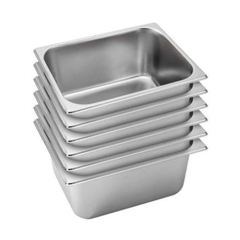Pack 6 Depósitos Gastro GN 1/2 x 150 mm Acero Inox-0