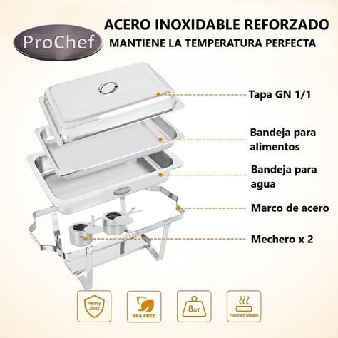Chafer Acero Inoxidable 9 Litros GN 1/1-4