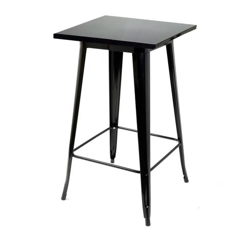 Mesa de Bar Tolix Negro Mate 60 x 60 Cm. Cubierta Acero-0