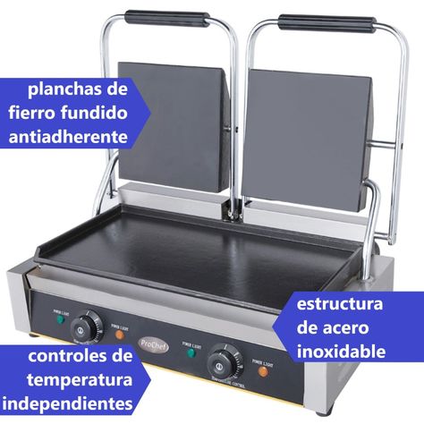 Plancha Sandwichera doble Panini Grill Acero Inox.-5
