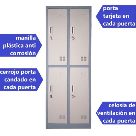 Locker Casillero metálico 2 Cuerpos 4 Puertas con Patas-2