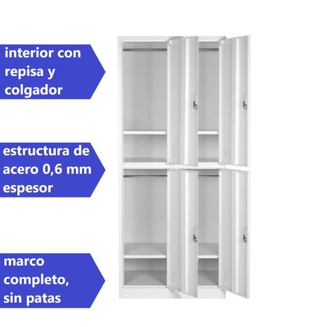 Locker Casillero metálico 2 Cuerpos 4 Puertas con Patas-3
