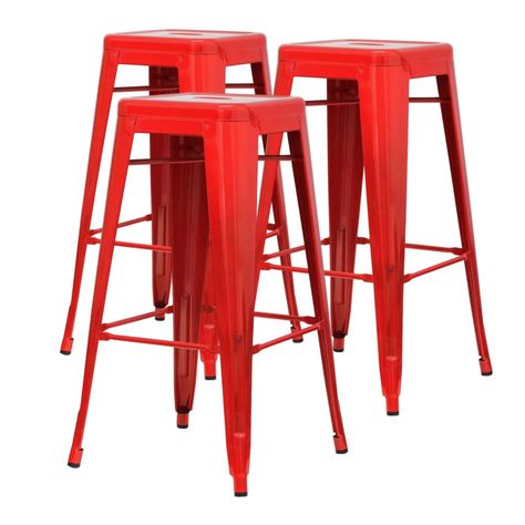 Pack 3 Unidades Piso Alto Tolix Rojo Brillante-0