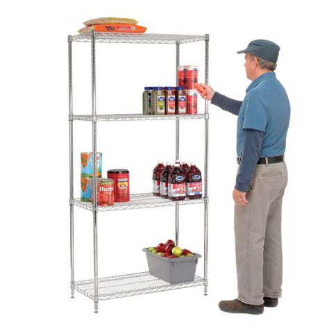 Estante 90x45x180 cm Acero Cromado ProChef. Capacidad 480 kg-0