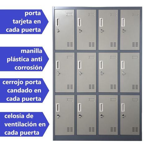 Locker Casillero Metálico 4 cuerpos 12 puertas-2