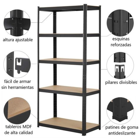 Estante Acero Pintado 70x30x150 cm 5 Band. 875 Kg-3