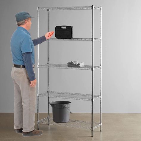 Estante 90x35x180 cm. Acero Cromado 5 bandejas. Cap. 600 kg-5