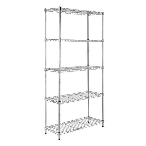 Estante 90x35x180 cm. Acero Cromado 5 bandejas. Cap. 600 kg-1