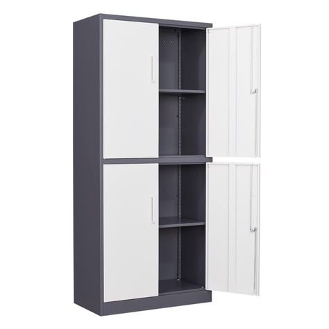 Armario de Acero 90x40x185 cm 2 Cuerpos 4 Puertas 3 Bandejas-3