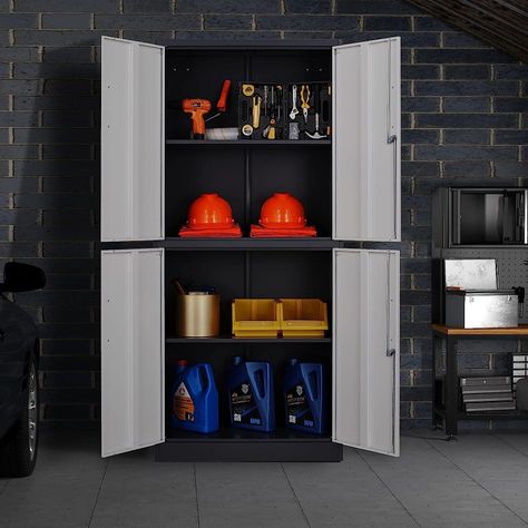 Armario de Acero 90x40x185 cm 2 Cuerpos 4 Puertas 3 Bandejas-5