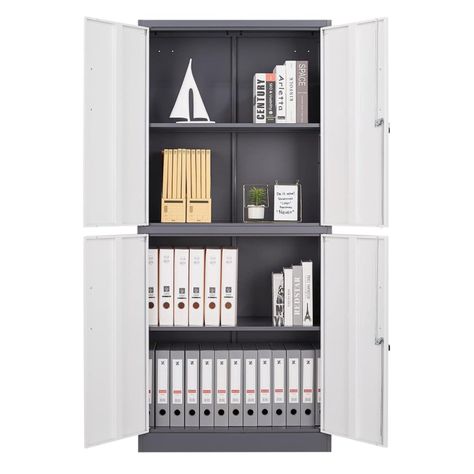 Armario de Acero 90x40x185 cm 2 Cuerpos 4 Puertas 3 Bandejas-6