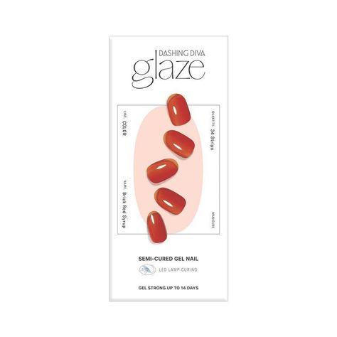 Uñas Glaze Semi-Cured Gel Nail: ZMC233N Brick Red Syrup-0