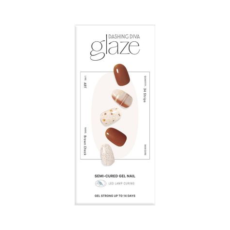 Glaze Semi-Cured Gel Nail: ZMA437N Brown Check-0