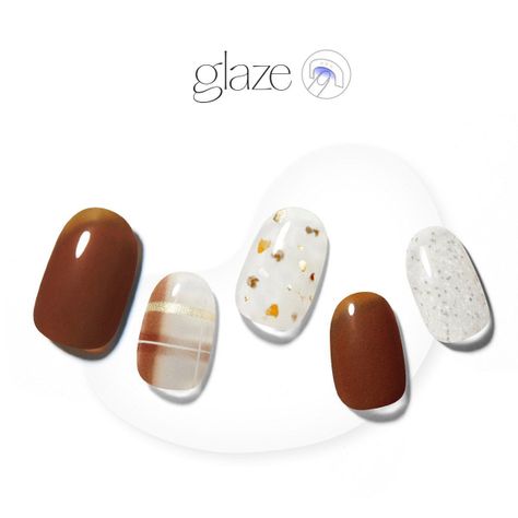 Glaze Semi-Cured Gel Nail: ZMA437N Brown Check-1
