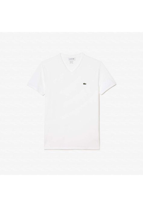 Polera Cuello V Hombre Lacoste TH6710 Blanco-1