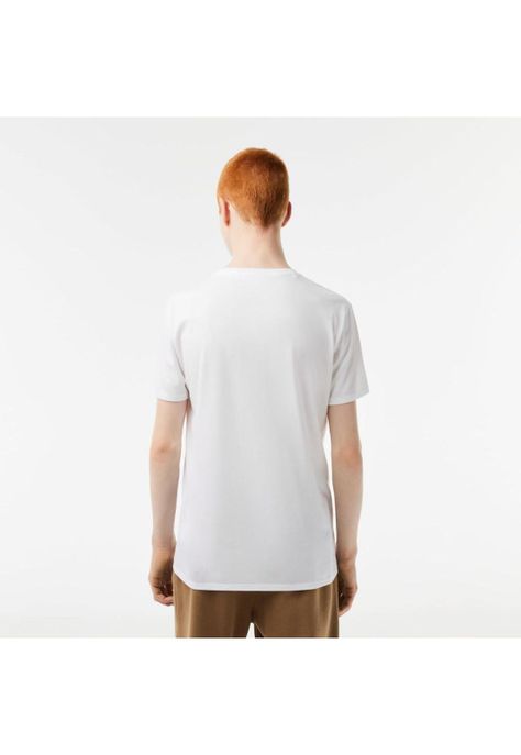 Polera Cuello V Hombre Lacoste TH6710 Blanco-2