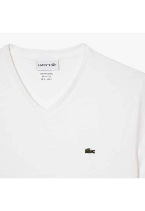 Polera Cuello V Hombre Lacoste TH6710 Blanco-5