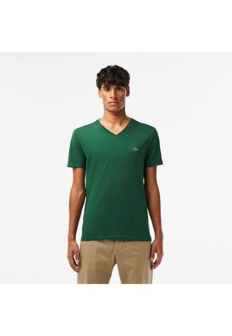 Polera Cuello V Hombre Lacoste TH6710 Verde-0