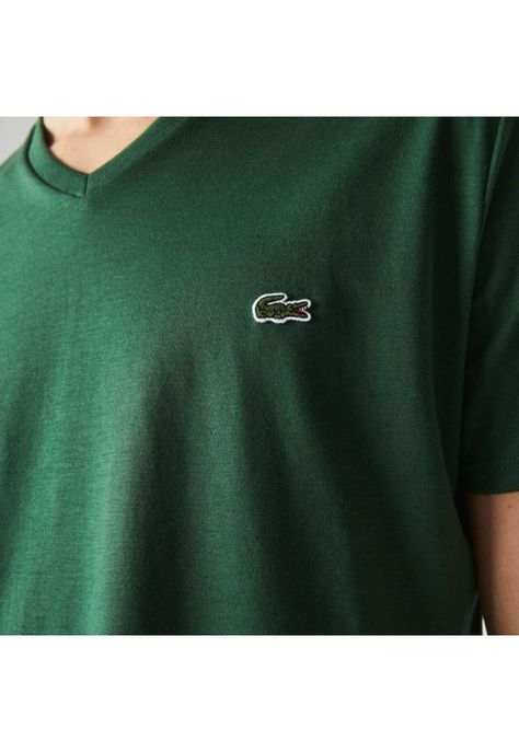 Polera Cuello V Hombre Lacoste TH6710 Verde-3