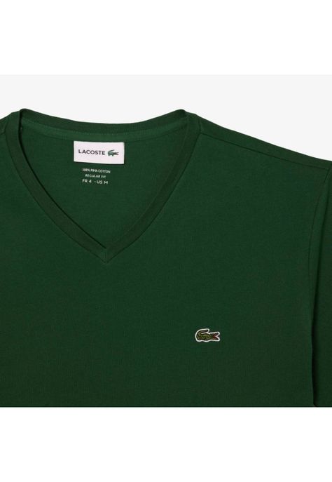 Polera Cuello V Hombre Lacoste TH6710 Verde-5