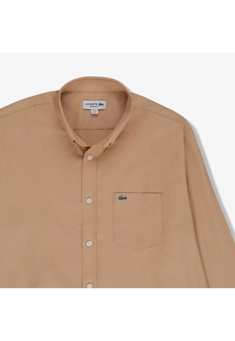 Camisa Manga Larga Hombre Lacoste CH1032 Café-1