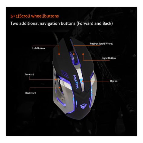 Mouse Gamer RGB 2400DPI Meetion M915-4