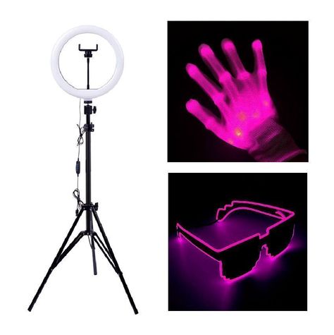 Kit Tiktoker Aro Led + Guantes + Lentes Neon-0