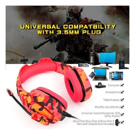 Audifonos Gamer Onikuma K1-B Camouflage Red-5