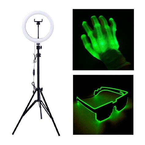 Kit Tiktoker Aro Led + Guantes + Lentes Neon-0