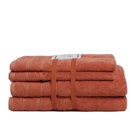 Set de toallas Deluxe con elegante guarda clásica en 100% alg. turco 620gr. Zanahoria-0