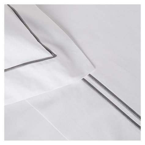 Juego sábanas1,5P Premium 300 hilos 100% alg, doble festón gris-1