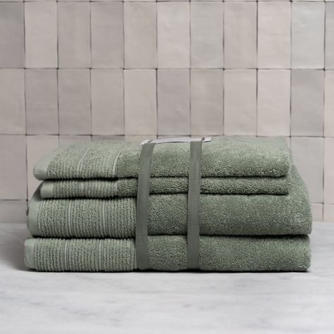 Set de toallas Deluxe con elegante guarda clásica en 100% alg. turco 620gr. Color Verde-1