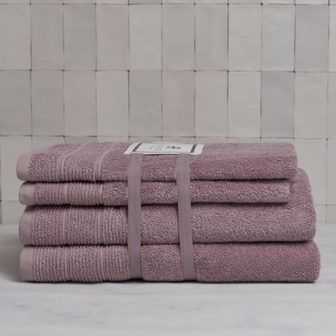Set de toallas Deluxe con elegante guarda clásica en 100% alg. turco 620gr, color Malva.-1