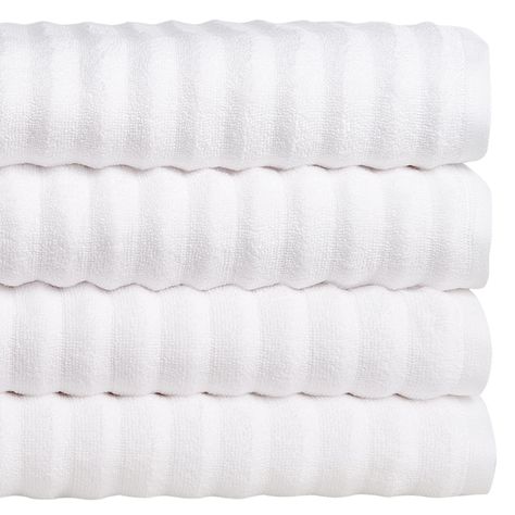 Set 2 toallas de mano + 2 toallas de baño diseño Ola, color blanco-0