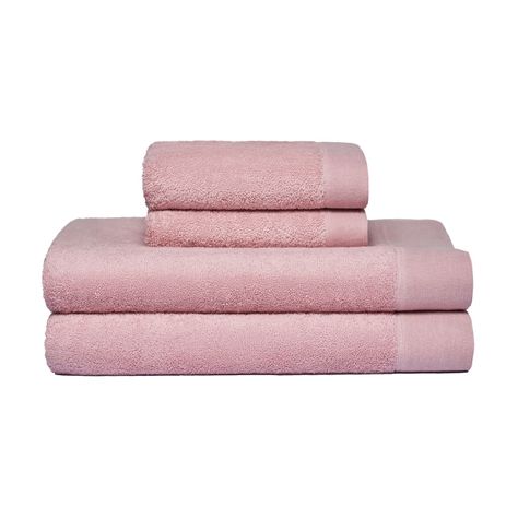Set 2 toallas mano y 2 toallones baño Elegance rosa, 100% algodón, 550 gr/m2-0