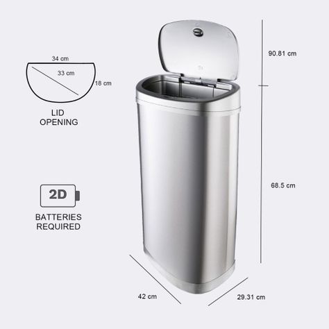 Basurero Automatico Papelera Inteligente Sensor 50 Lts Silver-1