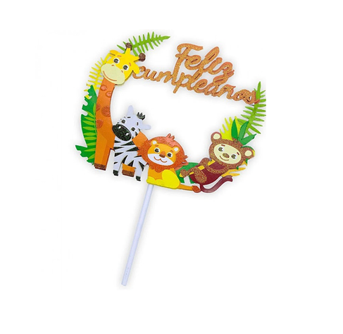Topper Cake Feliz Cumpleaños Animales Safari-0