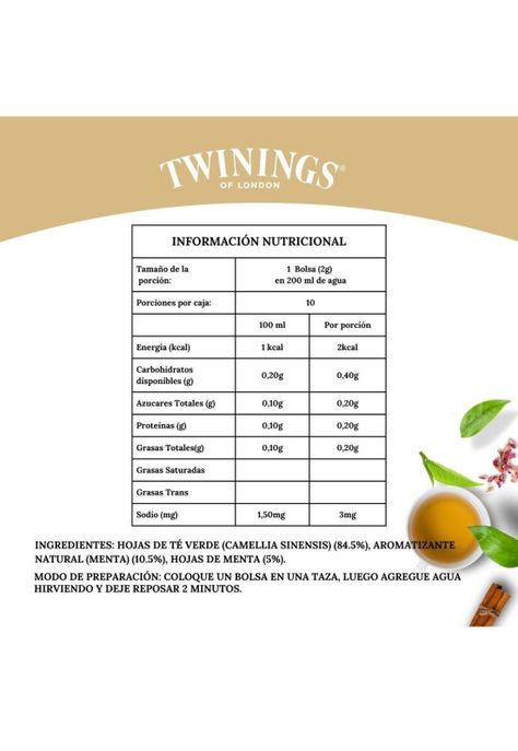 Twinings Té Verde Con Menta x 10 Bolsitas-1