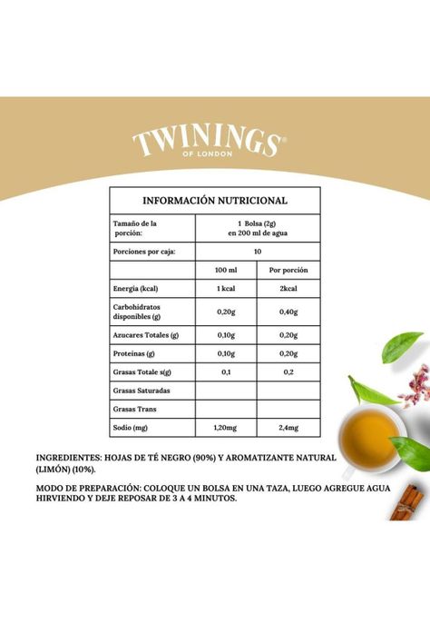 Twinings Té Lemon Scented x 10 Bolsitas-1