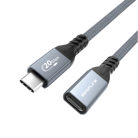 Cable Extension USB Tipo C a C Macho Hembra 100W 20Gb 4K 1,8mt-0